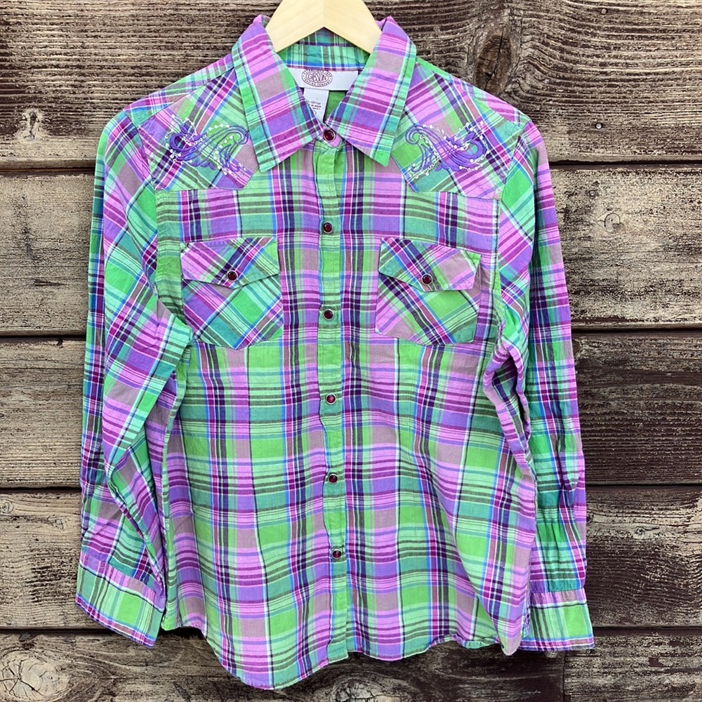 Oversized Gibson Shirt with purple Snaps